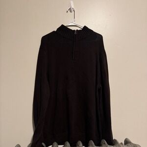 Croft & Barrow Mens Chocolate Brown 1/4 Zip Mock Neck Knit Pullover Sweater XXL